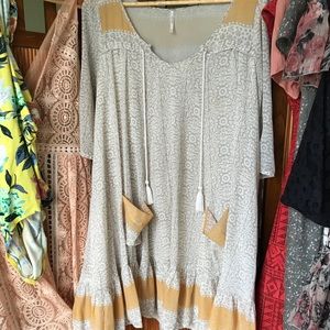Yellow and gray Free People dress Size M
